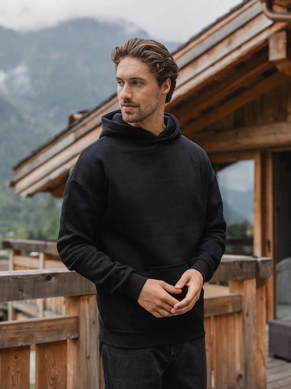 Black Basic Oversized Hoodie - Image 5