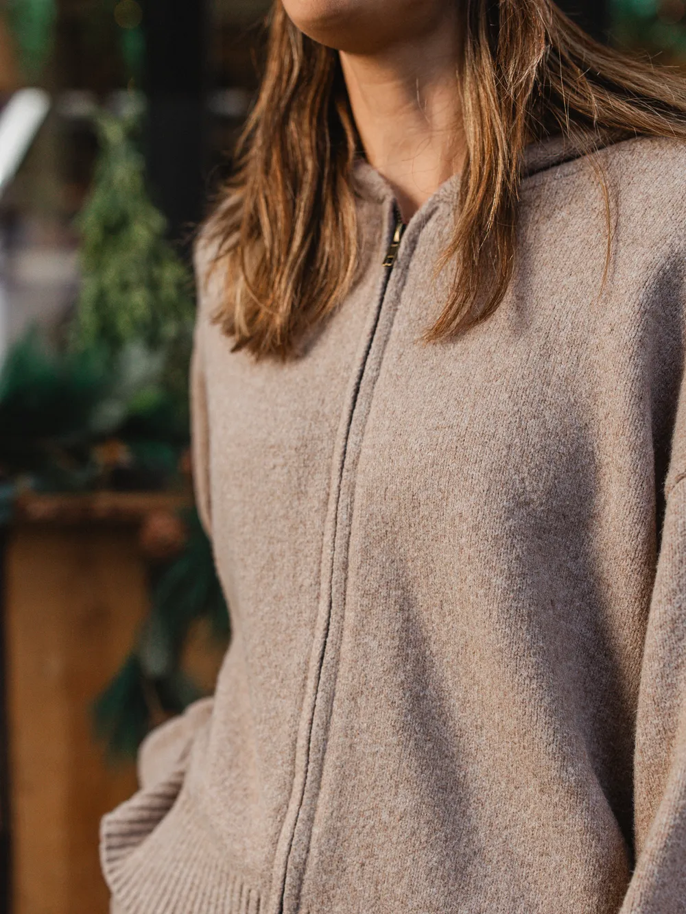 Brown Knitted Zip Vest - Image 3