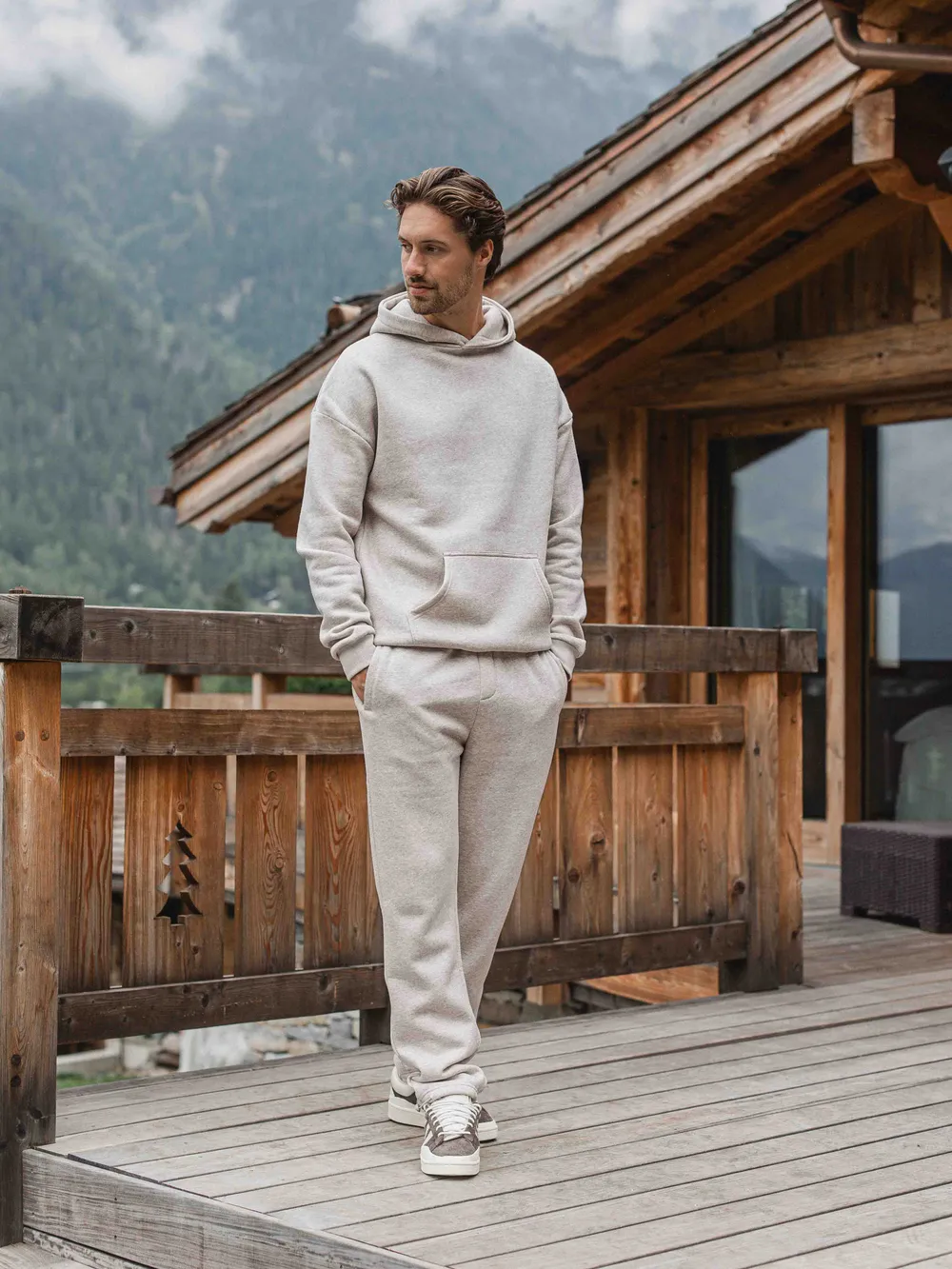 Brown Melange Basic Oversized Hoodie - Image 5