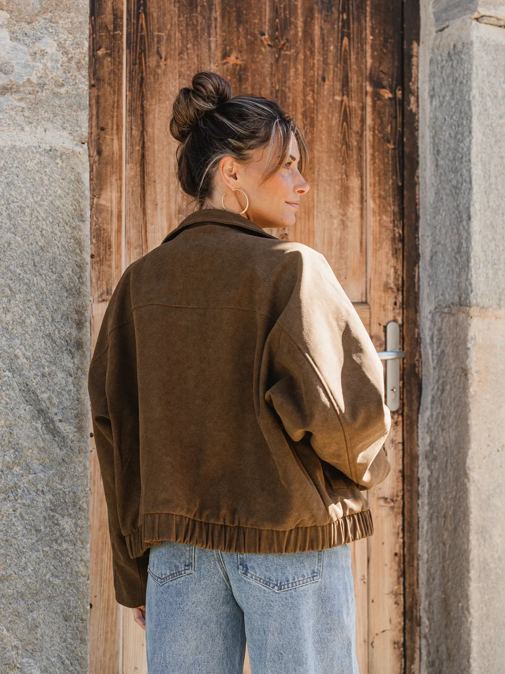 Brown Suede Oversized Jacket - Image 6