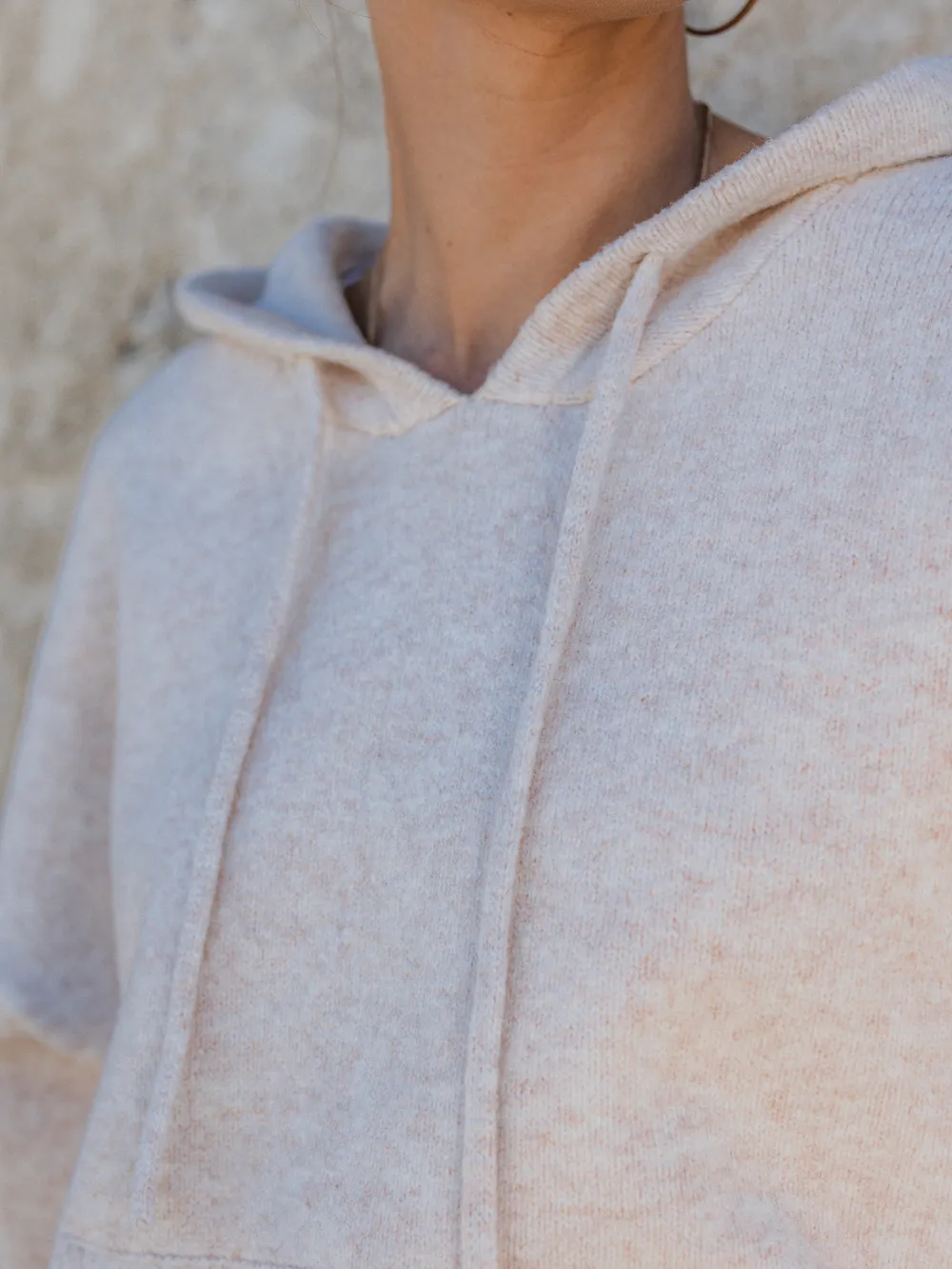 Creme Knit Oversized Hoodie - Image 4