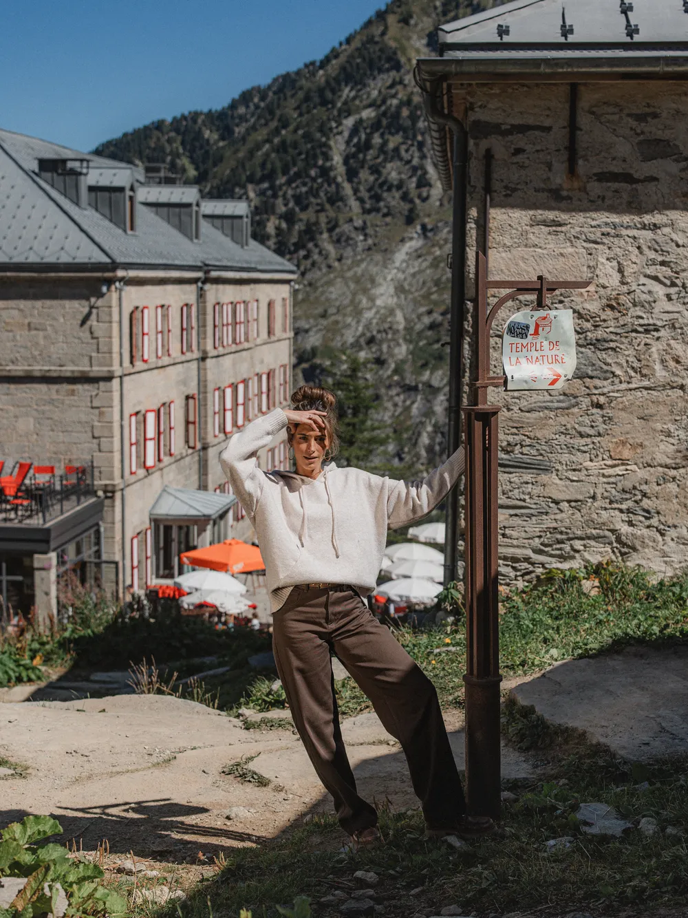 Creme Knit Oversized Hoodie - Image 7