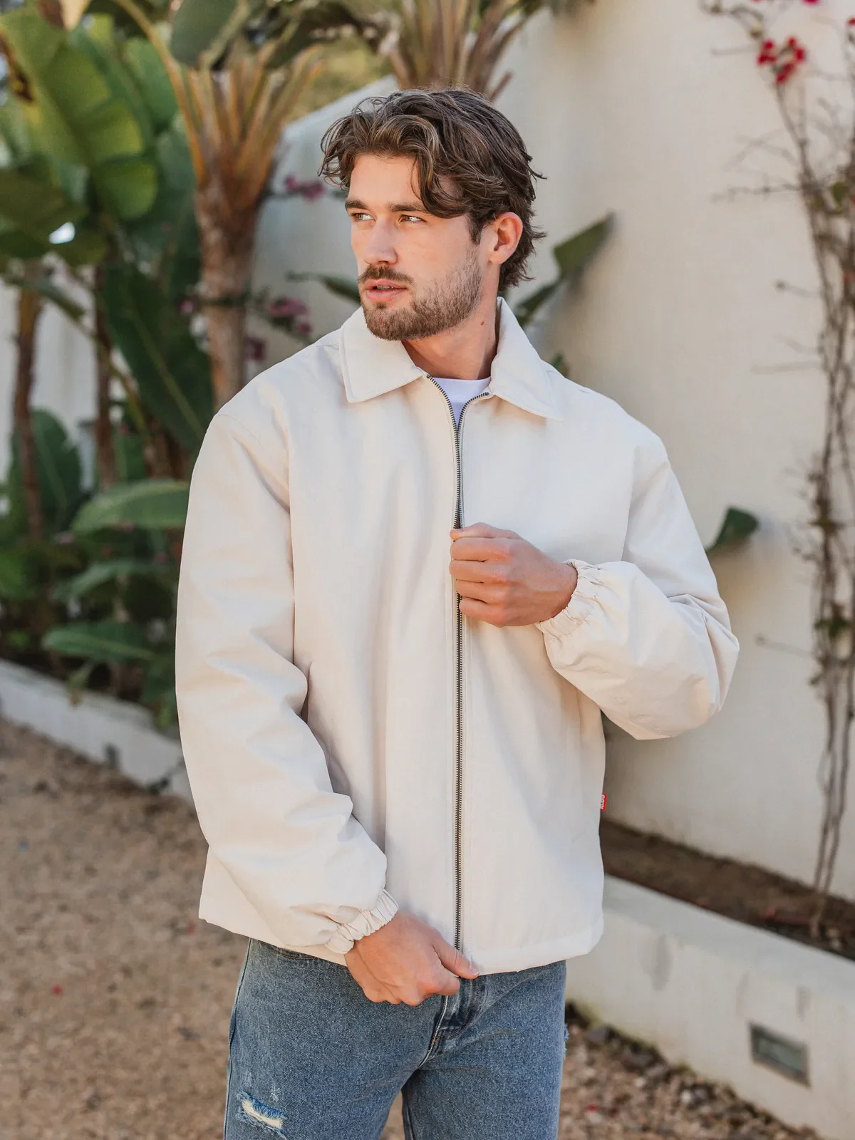 Creme Padded Coach Zip Jacket - Image 7