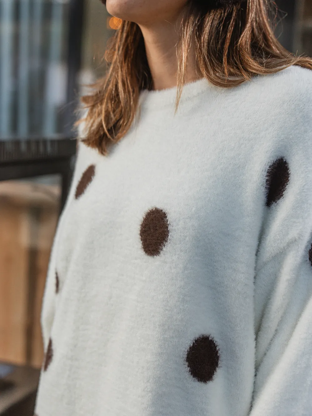 White Soft Polka Dot Sweater - Image 4